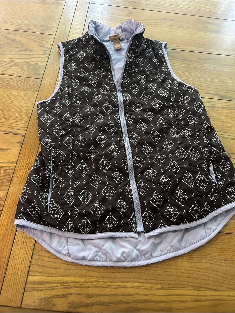 Quilted Reversible Women's Bit & Bridle Vest - Black with Lavender trim size XS